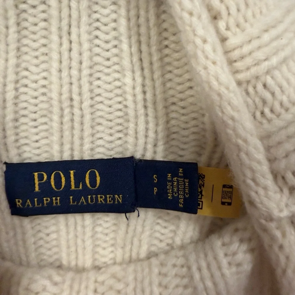Polo Ralph Lauren Wool-Cashmere Dolman Roll Neck Jumper Small Ivory Ribbed